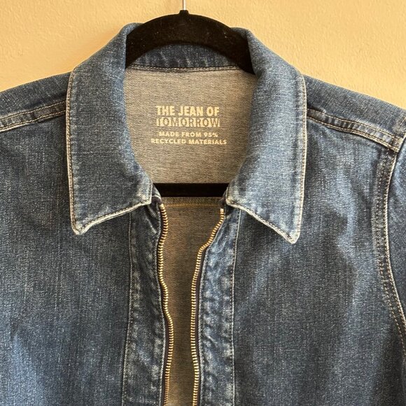 NEW AG Alix Cropped Denim Jacket  - Size Medium - Zip Front Vintage Workwear S - Picture 3 of 7